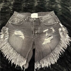 One Teaspoon Distressed Black Jean Shorts